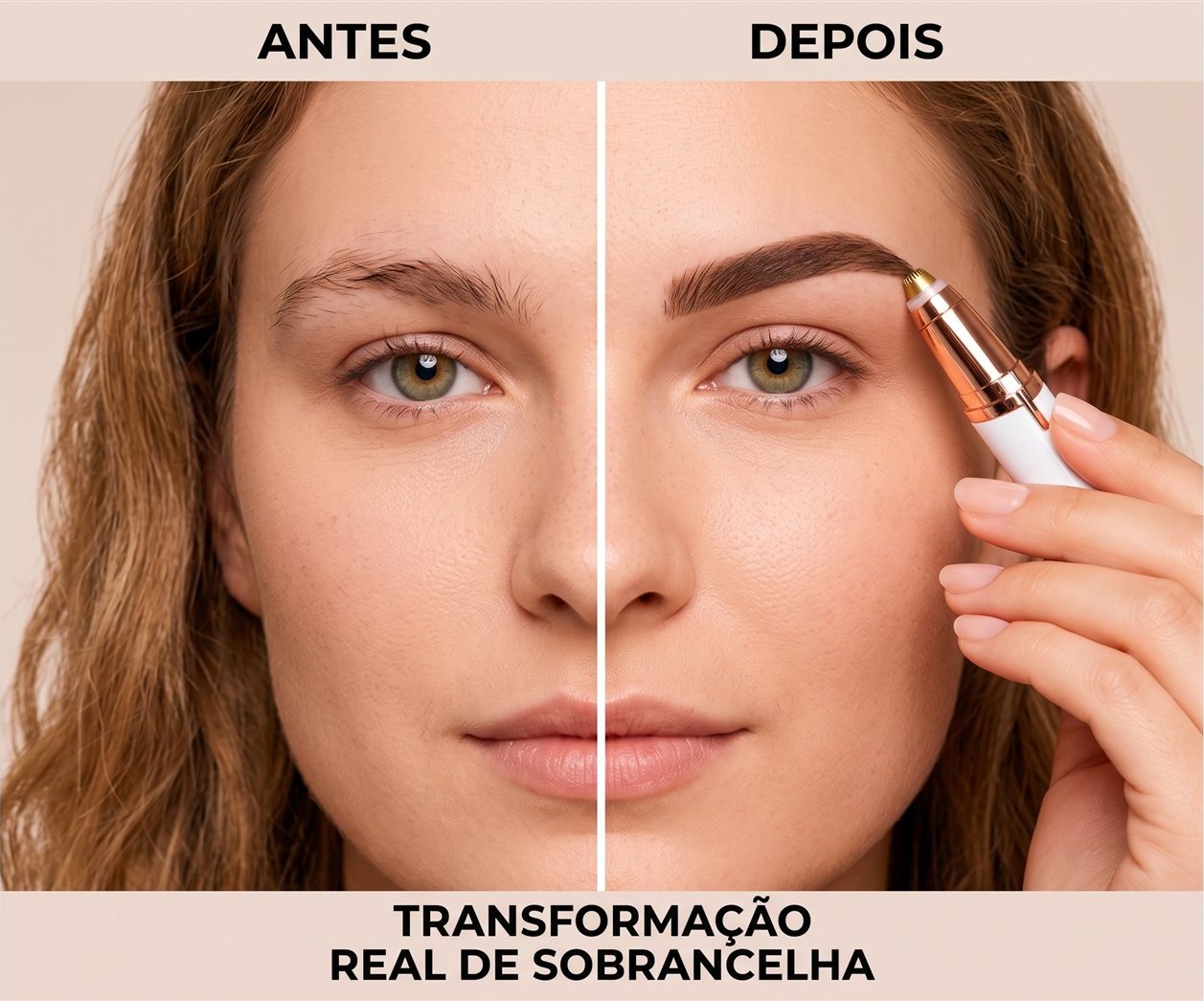 Antes e depois em pele morena e cabelo cacheado